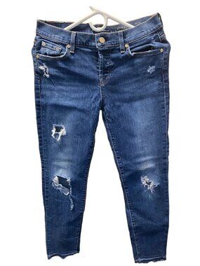 Ripped Dark Blue Ankle Jeans - Slim  Style size 6 * 7 For All Mankind